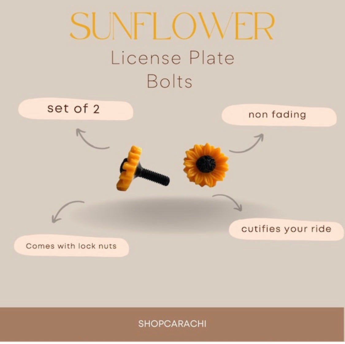 Sunflowers License Plate Bolt